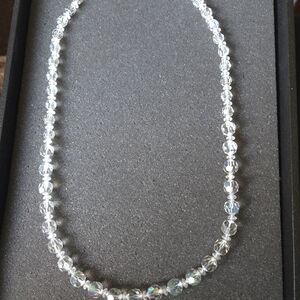 Vintage clear AB faceted crystal necklace.